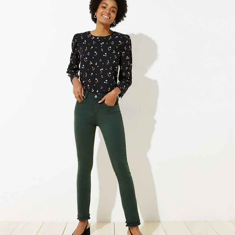 NWT LOFT Modern Double Frayed Skinny Crop Jeans - Picture 6 of 8